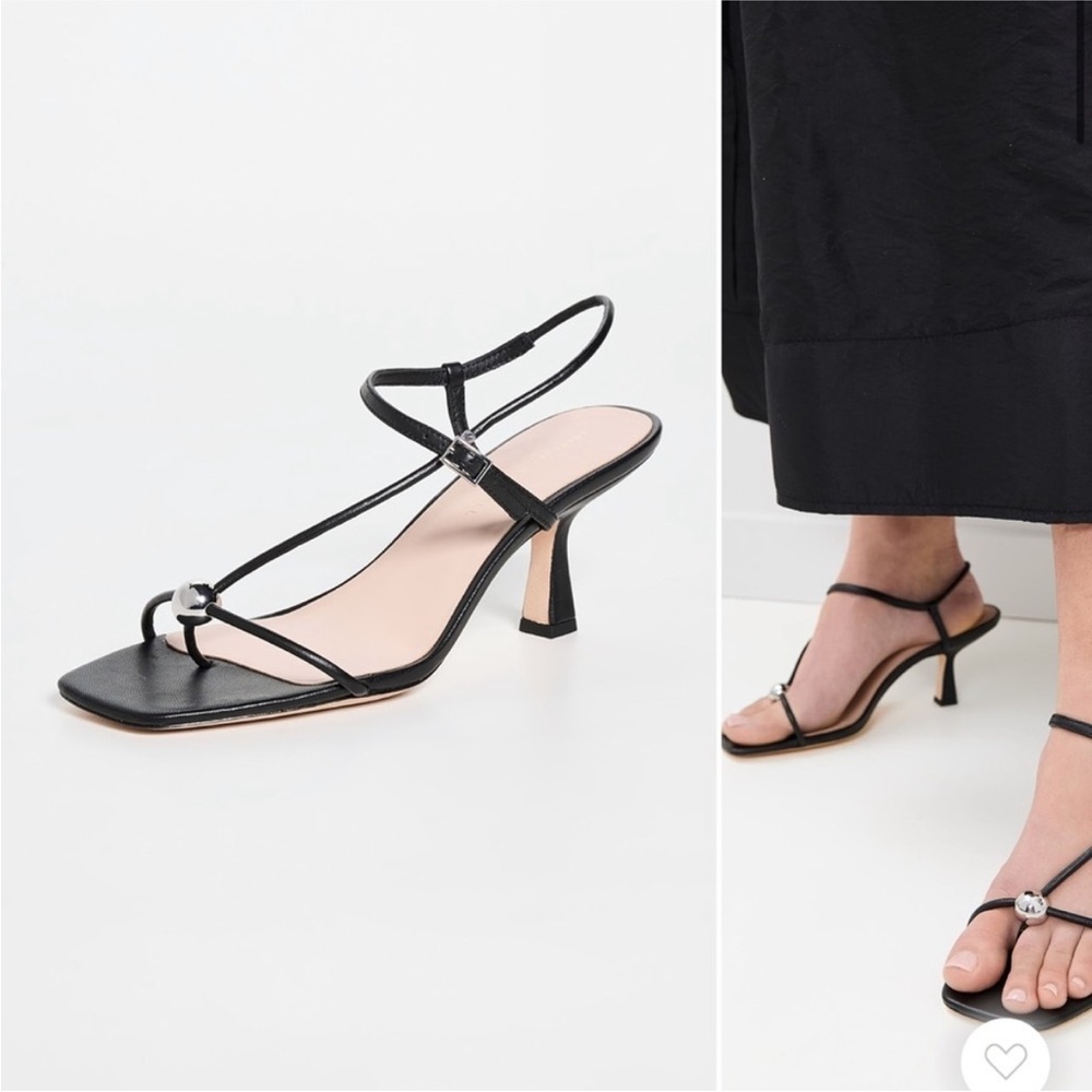 LOEFFLER RANDALL triana 70mm strappy mid heel sandal with silver ball black 10 - Picture 3 of 11